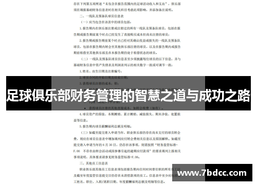 足球俱乐部财务管理的智慧之道与成功之路
